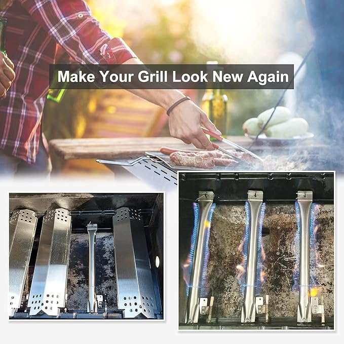 Criditpid Grill Replacement Parts for Nexgrill 2 Burner 720-0864M 720-0864, 4 Burner 720-0830H 720-0783E Gas Grill, Heat Plate Tent, Burner Tubes and Igniters for Nexgrill 720-0864M Replacement Parts