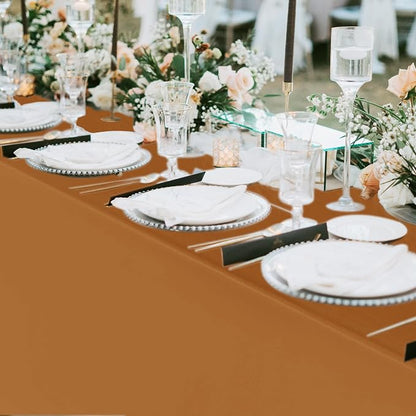 Fitable 6 Pack Bronze Tablecloths for Rectangle Tables, 90 x 132 Inch | Wrinkle & Stain Resistant, Washable Polyester Fabric, For Wedding Party Banquet Formal Events Fall Thanksgiving Harvest