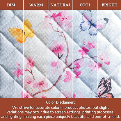 Maison d' Hermine Pot Holders 100% Cotton Heat Resistant Potholders 8" x 8" Hot Pads with Loop BBQ Baking Hotel Farmhouse Kitchen Handling Hot Pans Spring Summer (Pack of 1, Blossoms in Spring)