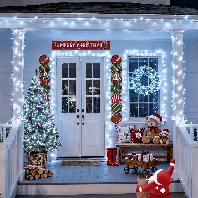 JMEXSUSS White Christmas Lights with Remote, 33ft 100 LED Battery Operated Christmas Lights, 8 Modes Outdoor Indoor String Light for Xmas Bedroom Tree Yard Porch Wedding (Pack of 2)