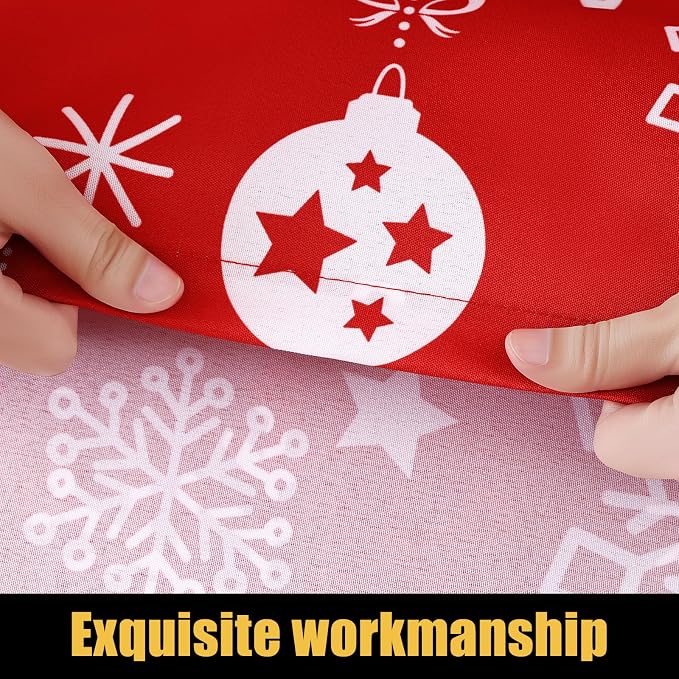 Smiry Rectangle Christmas Table Cloth, Waterproof Elastic Fitted Tablecloths for 6 Foot Tables, Washable Polyester Table Cover for Dinner (Christmas Snowflakes, 30"x72")