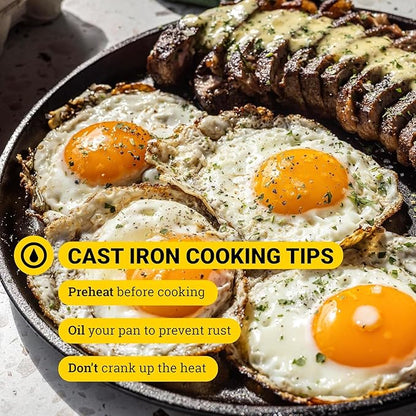 Lodge Round Seasoned Cast Iron Griddle 10.5 Inches - Round-Shaped, Pre-Seasoned Iron Griddle Pan - Non-Toxic, PFAS-Free Cookware - Compatible with Stovetop, Oven, Grill, or Campfire