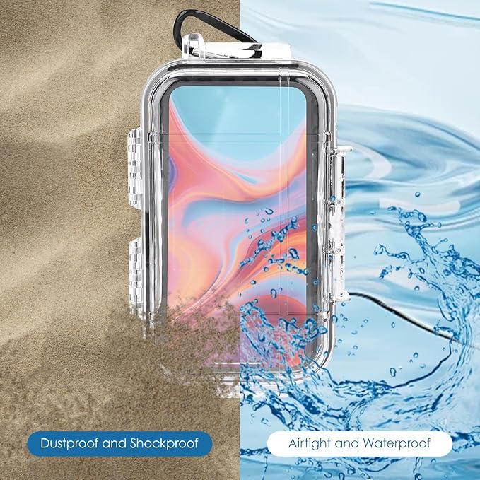 Waterproof Storage Case, Outdoor Survival Waterproof Dry Box Case Shockproof Storage Case Airtight Carry Box Container for Outdoor Boating Camping(Transparent)
