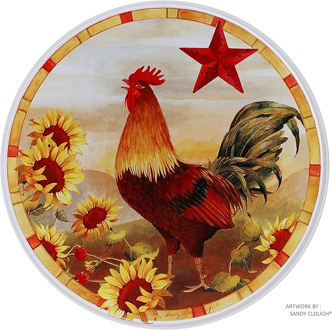 Reston Lloyd, Burner Covers For Electric Stovetop, Decorative Lightweight Tin Covers, Set of 4 (2-8 inch & 2-10 inch), Conceals Messy Drip Pans, Rooster