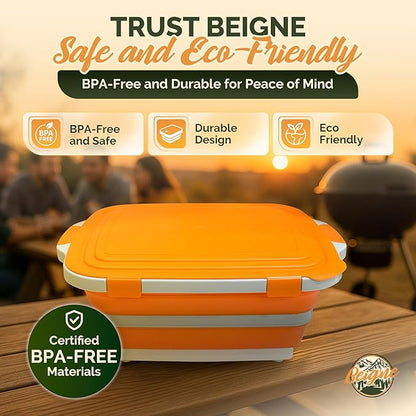 XL Collapsible BBQ Prep Tub with Lid - 3 in 1 Collapsible Tub & Portable Cutting Board Container for Marinating, Camping, Meat Storage - Space-Saving, Foldable Tray for Kitchen and Outdoor