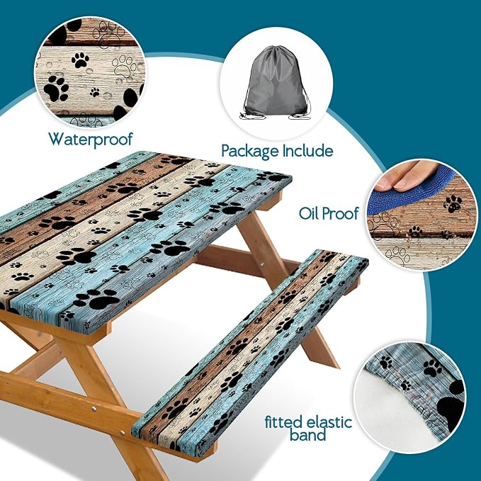 JAWO Picnic Table Cover with Bench Covers