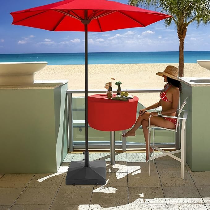 Casafield Patio Umbrella Base – Fillable to 100 lbs. Weighted Stand with Wheels for Outdoor / Lawn or Pool Deck Umbrellas up to 10 FT - Black