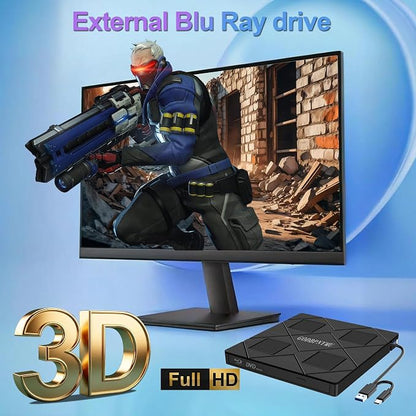 8-in-1 External Blu-ray Drive, USB-C Hub & Card Reader for Laptop | Win11/10/8/7/Mac OS.compatible · 2 USB + USB-C ports,TF/SD Card Reader, · 1+4 storage bags included