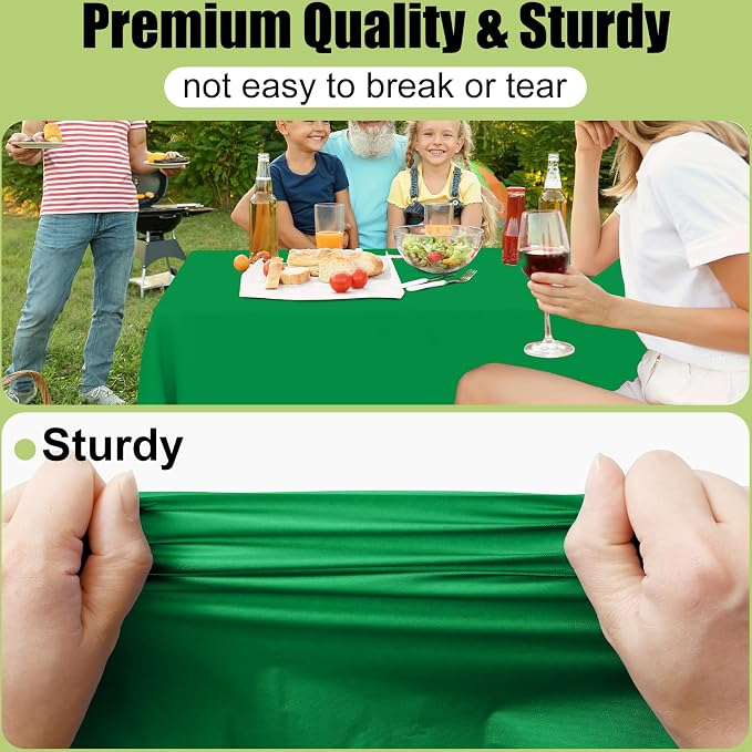 Smiry Disposable Table Cloth 3 Pack, 84 Inch Round Waterproof Plastic Tablecloth, Decorative Round Table Covers for Party, Birthday, Picnic, Green