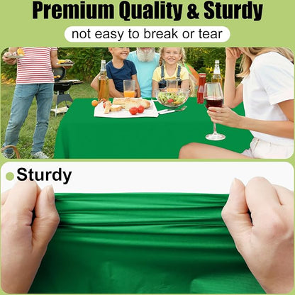 Smiry Disposable Table Cloth 3 Pack, 84 Inch Round Waterproof Plastic Tablecloth, Decorative Round Table Covers for Party, Birthday, Picnic, Green