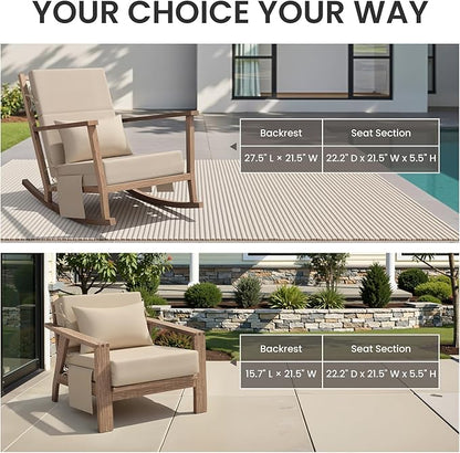 Crestlive Products Foldable Outdoor Chaise Lounge Cushions with Head Pillow and Side Pockets, Water Resistant & Fade Resistant Lounge Chair Cushion, 72" L x 21" W, Beige
