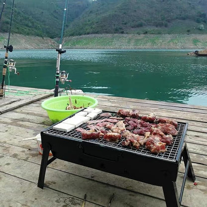BBQ Barbecue Grill, Portable BBQ Folding Charcoal Barbecue Grill, with Baking Net, for Outdoor Backyard Cooking Camping Hiking, Picnics Trip,43x29x23cm