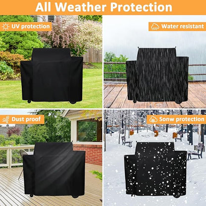 Grill Cover for Traeger Ironwood 885 Electric Wood Pellet Grill Replacement BAC513 Cover, Waterproof Full-Length Cover for Traeger Smoker Grill TFB89BLFC Wood Pellet Models, Outdoor Pellet BBQ Cover
