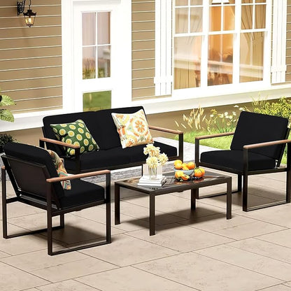 Patio Cushion Covers,Outdoor Cushions Covers,Stretch Cushion Covers Replacement, Washable and Reusable Furniture Protectors (.Black, 12pcs)