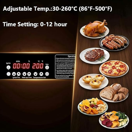 CLIVIA 3-in-1 Countertop Electric Smoker & Oven, 500°F High-Heat Roaster & Dehydrator, Stainless Steel with Viewing Window, 2-Tier Adjustable Racks, Side-Loading Wood Chip Box for Jerky, Baking & BBQ