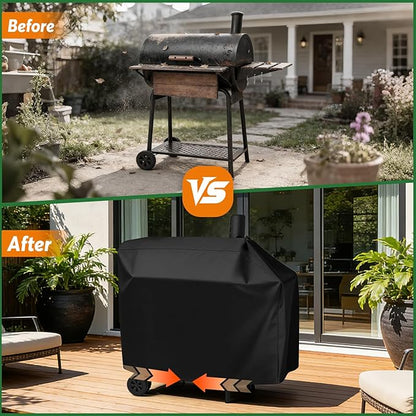 Charcoal Grill Cover for Royal-Gourme-t CC1830V 30 Charcoal Grill, Smoker Grill Cover for Outdoor Grill Waterproof Royal-Gourme-t BBQ Grill Cover - 44" L×29" W×45" H, Black
