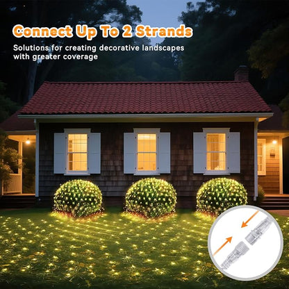 LitHome 21FT x 5FT Christmas Net Lights Outdoor Mesh Lights Connectable | 8 Modes 360 LED Waterproof Warm White Christmas Mesh Light for Bushes, Garden, Backyard, Xmas, Holiday Decor, Clear Wire