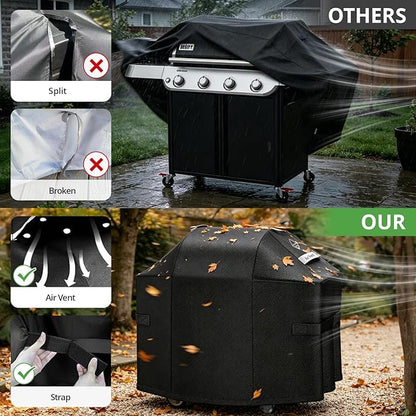 Ultimate Durable Grill Cover for Weber Spirit 200 and 300 Series Outdoor Grill,52 Inch Heavy Duty Waterproof Rip-Proof BBQ Cover,Fade Resistant 7106 Gas Grill Cover for Weber with Strap and Air Vent