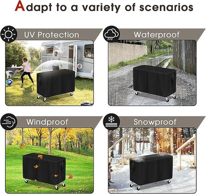 Patio Table Cover for Outdoor Grill Cart, 47-inch Waterproof Rolling Utility Service Cart Cover Stainless Steel Pizza Oven Table Covers - 47"L×27"W×32"H, Black