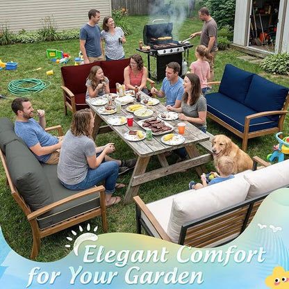 Outdoor Loveseat Cushion Set - High Back Deep Seat Patio Sofa & Back Pillows, Thick Comfort Foam 45x22 for Porch Deck Garden Furniture Replacement (Grey)