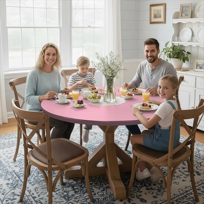 opstellen Fitted Round Tablecloth Wipeable Table Cloths Vinyl Indoor Outdoor Circle Covers for 36-44inch Table Dining Living Room Home Must Haves Gifts Summer Fall Patio Picnic Camping Garden Stuff
