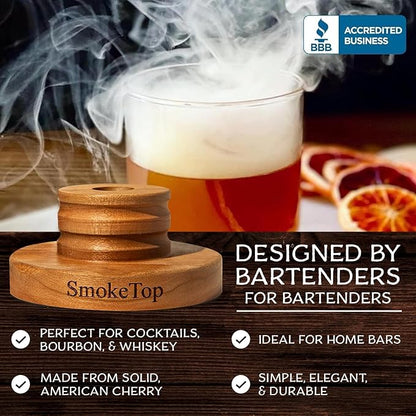 SmokeTop® 5 Pack Cocktail Smoker Kit - Premium Drink Smoker for Whiskey, Bourbon, Cocktails - Professional Bar Tool for Bartenders & Home Bars, includes 5x2oz Wood Chip Sample - by Middleton Mixology