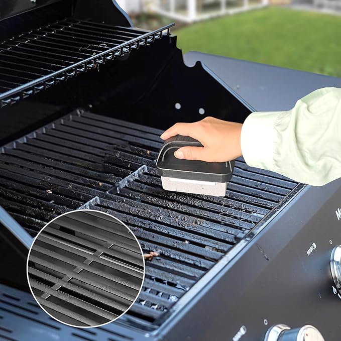 25 Pack Aluminum Drip Pans & 4 Pack Grill Cleaning Pumice Bricks with Handle, Compatible with Weber Spirit, Genesis, Traveler, Q Series, Disposable Foil Grease Trays, for BBQ/Camping
