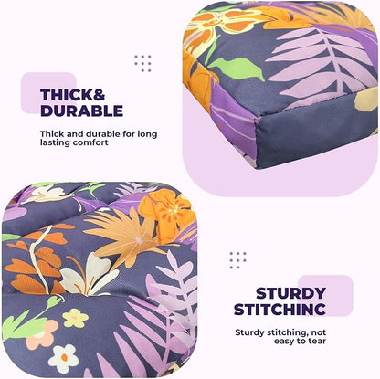 DANGHOOGY Wicker Chair Cushions, Waterproof Outdoor Loveseat Cushions for Patio Furniture, Tufted Wicker Furniture Cushions, 1 Loveseat and 2 U-Shaped Cushions (Purple Flower)