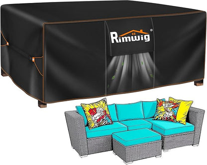 Patio Furniture set Covers Waterproof, rectangle Outdoor dining Table Coffee Cover for winter , Heavy Duty rectangular patio table covers for outside furniture 74"L x 47"W x 28"H Black