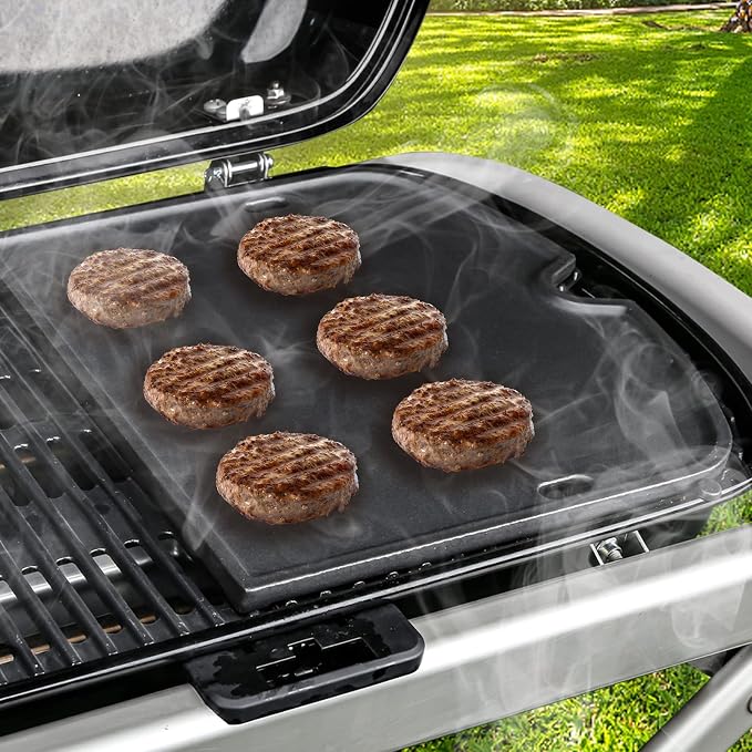 Hisencn 7034 Cast Iron Griddle for Weber Traveler Gas Grill | Cast Iron Griddle for Flat-Top Cooking; Fits Weber Traveler 9010001 Portable Gas Grill; Even Heat Distribution