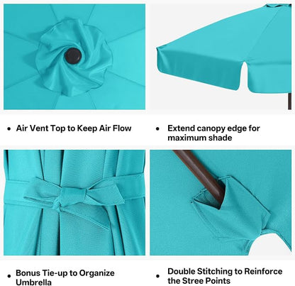 MASTERCANOPY Valance Patio Umbrella 7.5 ft Replacement Canopy for 6 Ribs-Turquoise Canopy Only
