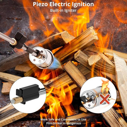 Sondiko Big Flame Propane Torch Head Kit, Weed Torch, Heavy Duty Blow Torch Detachable Propane Weed Torch with High Output for Garden Stumps Wood Ice Snow Roofing(Black & Red)
