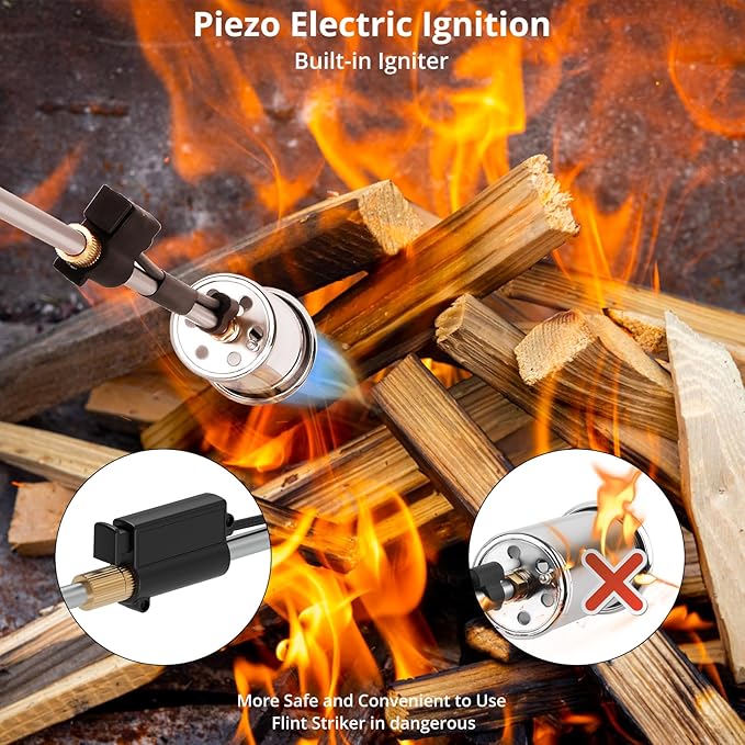 Sondiko Big Flame Propane Torch Head Kit, Weed Torch, Heavy Duty Blow Torch Detachable Propane Weed Torch with High Output for Garden Stumps Wood Ice Snow Roofing(Black)