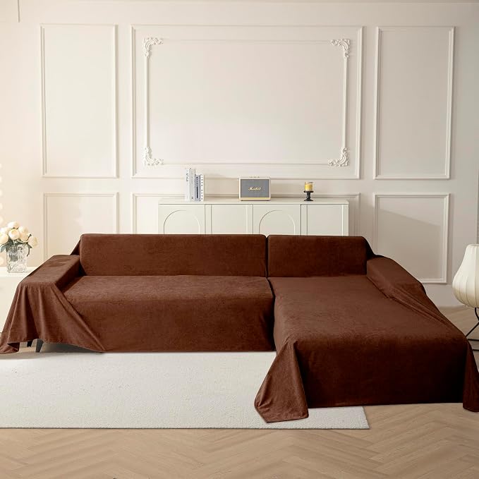 MYSKY HOME Sofa Covers Washable Couch Cover for Dogs Sofa Cover Furniture Protector Sofa Slipcovers for Dogs Water Resistant Furniture Protector Cover, Soft Non Slip Sofa Covers, 91" x 134", Chocolate