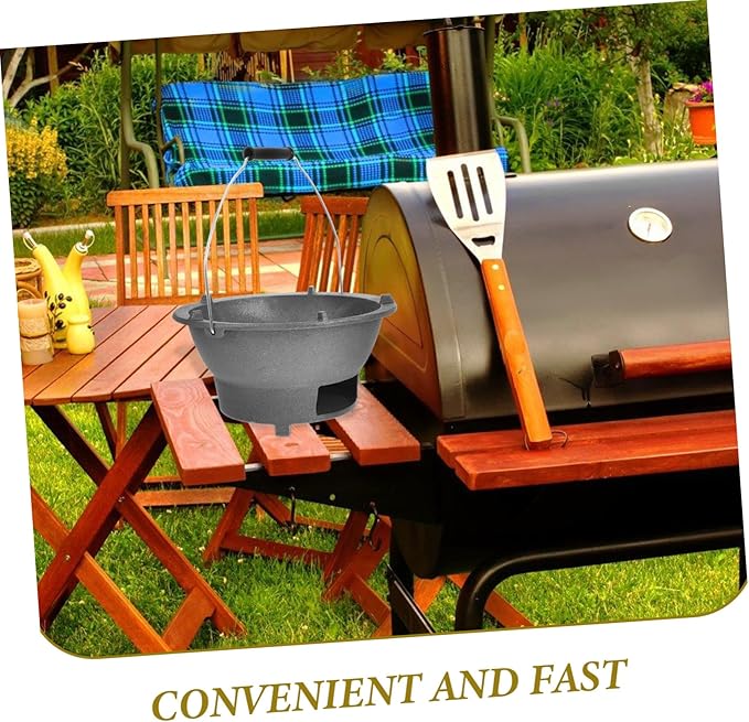 Portable Charcoal Grill Stove - Cast Iron BBQ for Indoor & Outdoor Cooking, Ideal for Camping, Picnics & Gatherings, Enhances Flavor with Charcoal Cooking