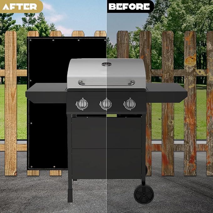 Heat Shield Behind Grill 3'x4' Heat Shield Mat for Wall, Heavy Duty Grill Fireproof Cover and Screen Protector Thermal Barrier Pad with Hanging Holes for Outdoor Deck Fence, Black (3.2X4FT)