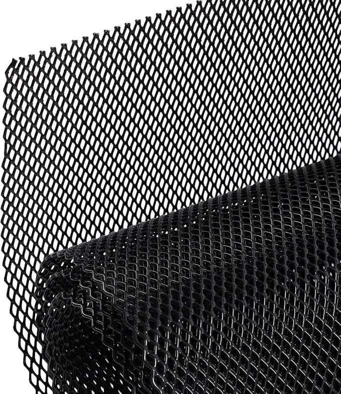AggAuto Universal 40"x13" Car Grill Mesh 3x6mm Rhombic Hole Black | Aluminum Alloy Automotive Grille Insert Bumper, One of the Most Multifunctional Shape Grids 100x33cm