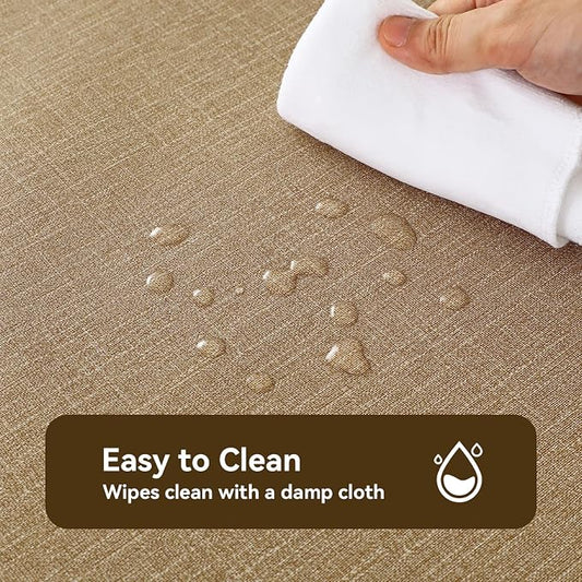 Romanstile 100% Waterproof PVC Tablecloth, Rectangle Oil Spill Proof Stain Resistant Vinyl Table Cloth, Wipe Clean Plastic Table Covers for Kitchen/Dining/Parties - 54 x 78 Inch, Caramel