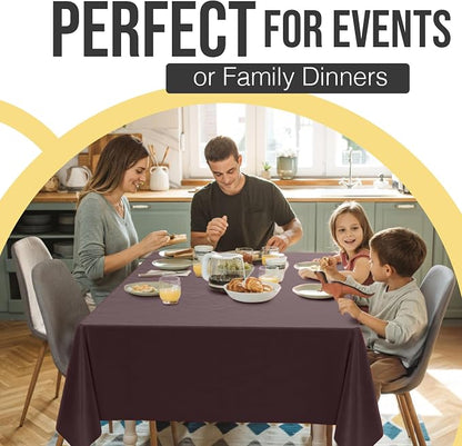 Exquisite 66% Thicker Premium Plastic Table Cloth Rectangle Table Cover 0.5 Mil 6 Pack Brown Table Cloth 54 Inch x 108 Inch Disposable Tablecloth Won't Tear Easily Like Cheap Thin Brands
