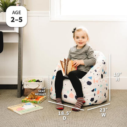 Big Joe Milano Child-Sized Bean Bag Chair for Kids Bedroom and Reading Nook, Dolce Terazzo Lenox, Durable Easy-Clean Woven Polyester, Refillable