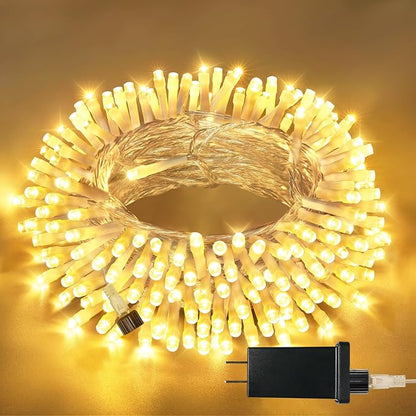 49FT 150 LED Christmas Lights Outdoor Waterproof, Timer & Memory Function, 8 Modes Warm White String Lights Plug in Twinkle Lights for Xmas Tree Holiday Garden Indoor Party Decor
