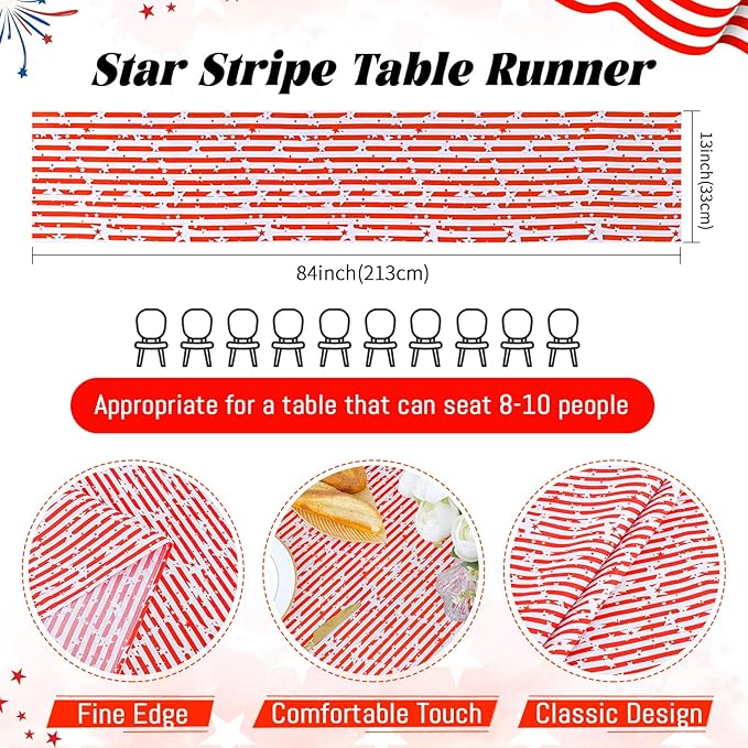Independence Day Table Runner 4th of July Decoration 13x84inch American Flag Red White Striped Star Dresser Scarves Holiday Table Runners Party Celebration