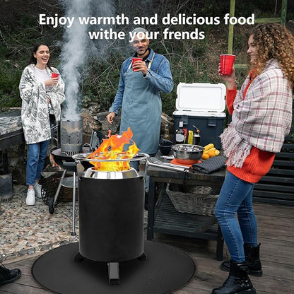 TYLIN Fire Pit Mat for Deck Fireproof, Round Fireproof Under Grill Mat, Oil-Proof Waterproof BBQ Pad for Deck Patio Grass Outdoor Grill Accessories, Portable and Reusable，Black (36x36 inch)