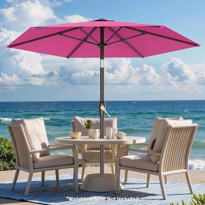 AreShark 7.5FT Patio Umbrella Table Market Umbrella w/Tilt and Crank, Heavy-Duty Outdoor Umbrellas for Pool, Deck, Garden and Backyard, Rose Pink