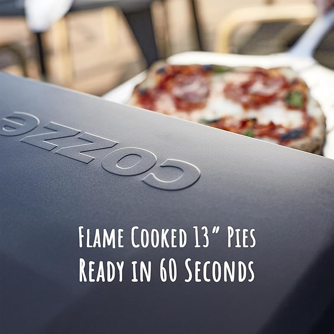 Cozze 13" Classic Portable Outdoor Pizza Oven - Fire & Stonebaked 13 Inch Pizzas in 60 Seconds - 28mbar Propane Gas Oven, Oven Door, Cordierite Pizza Stone, Built-in Thermometer, Gas Hose & Regulator