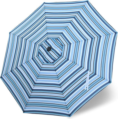 MASTERCANOPY Patio Umbrella 10 ft Replacement Canopy for 8 Ribs-Navy and Blue Stripe Canopy Only