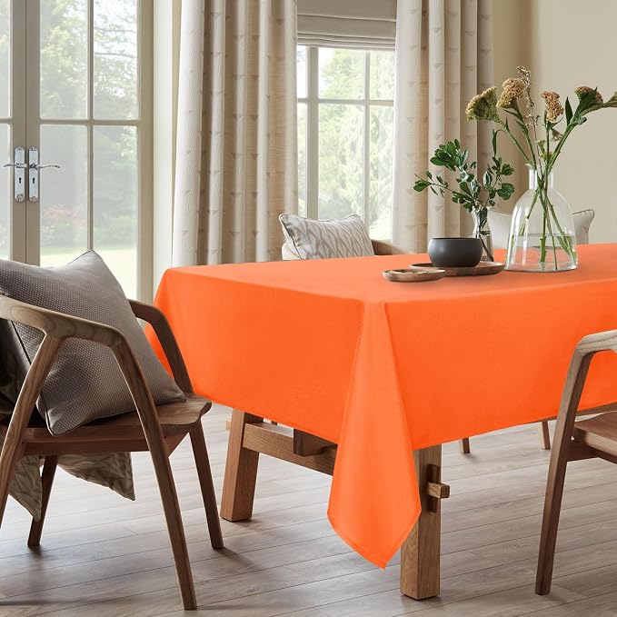 DWCN Fall Tablecloth - Square Halloween Decorations Washable Table Cloth, Fabric Table Cover for Kitchen Dining Room Party and Outdoor Use, Pumpkin Orange, 54 x 54 Inch