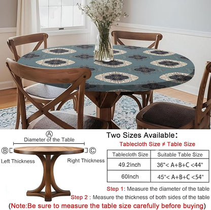 opstellen Fitted Round Tablecloths Reusable Stain Resistant Table Clothes Vinyl Indoor Outdoor Circular Cover for 36-44" Table Dorm kitchen Storage Gifts Summer Autumn Camper Patio Picnic Accessories