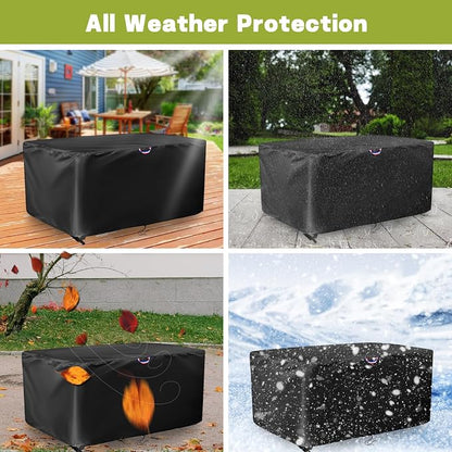 Patio 36 Inch Coffee Table Cover, Outdoor Waterproof Cover for Rectangle Coffee Table, All-Weather Protection with Windproof Buckles & Drawstring- 36x20x18 in