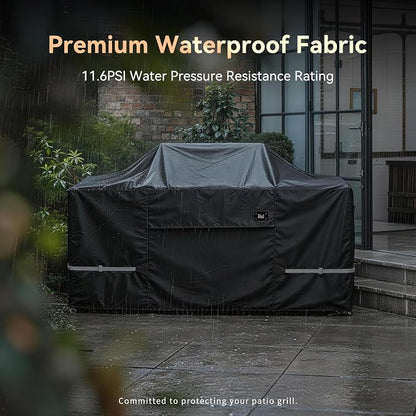 78 Inch Island Grill Cover, 600D Heavy Duty Waterproof Extra Large Grill Cover for Outside, Tear & Fade Resistant Outdoor Kitchen Cover with Buckle, Drawstring, Air Vent, Black